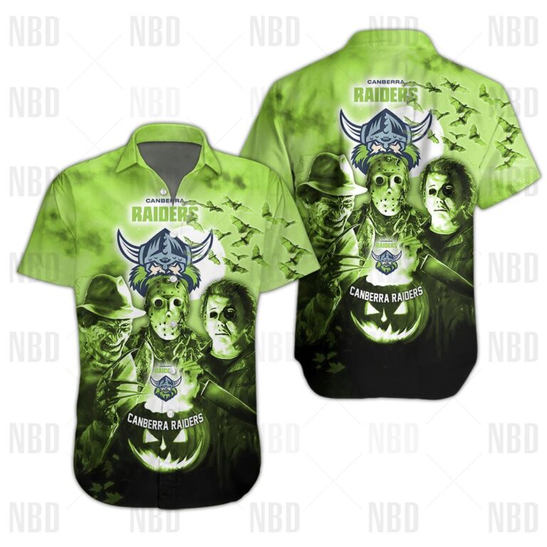 NRL Canberra Raiders Halloween Zip Hoodie T Shirt Long Sleeve Hawaiian