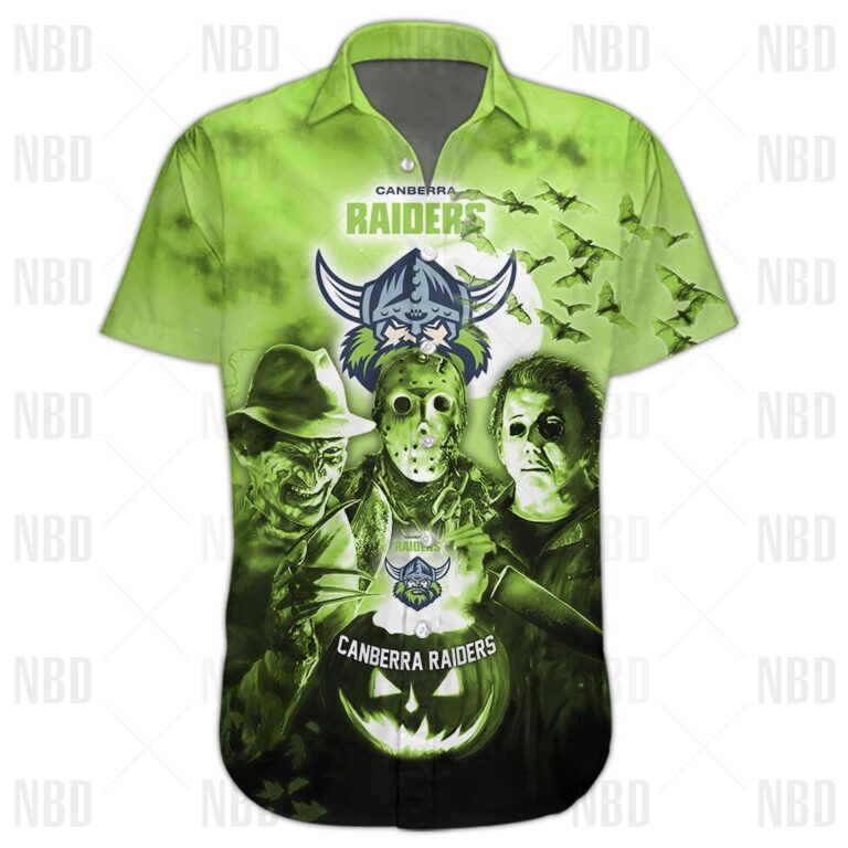 NRL Canberra Raiders Halloween Zip Hoodie T Shirt Long Sleeve Hawaiian