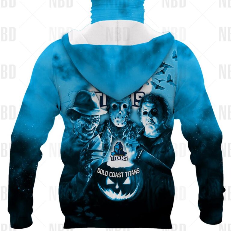 NRL Gold Coast Titans Halloween Zip Hoodie T Shirt Long Sleeve Hawaiian