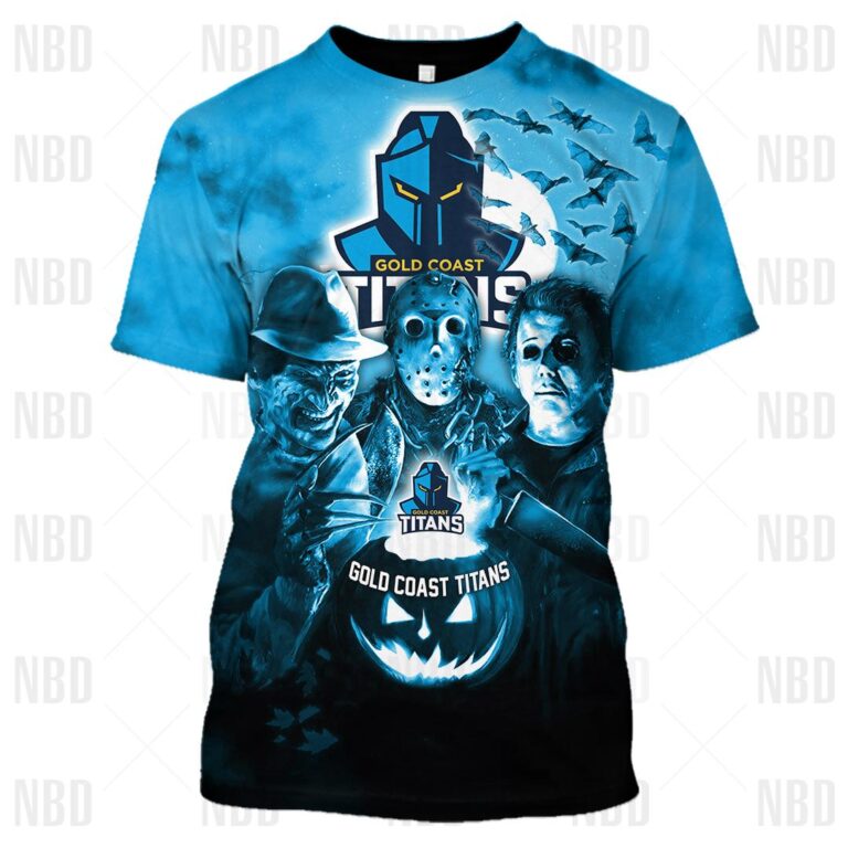 NRL Gold Coast Titans Halloween Zip Hoodie T Shirt Long Sleeve Hawaiian