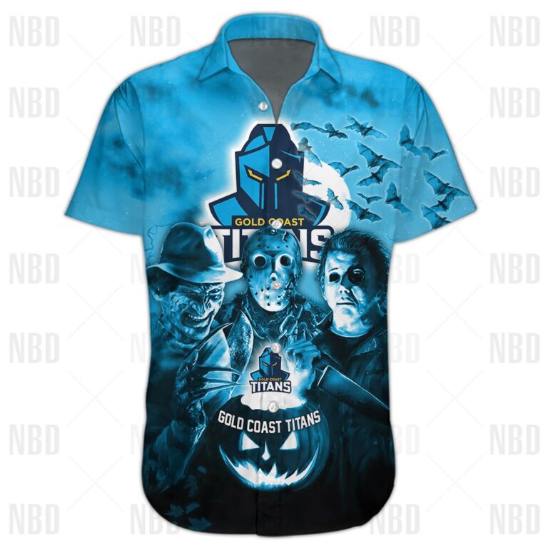 NRL Gold Coast Titans Halloween Zip Hoodie T Shirt Long Sleeve Hawaiian