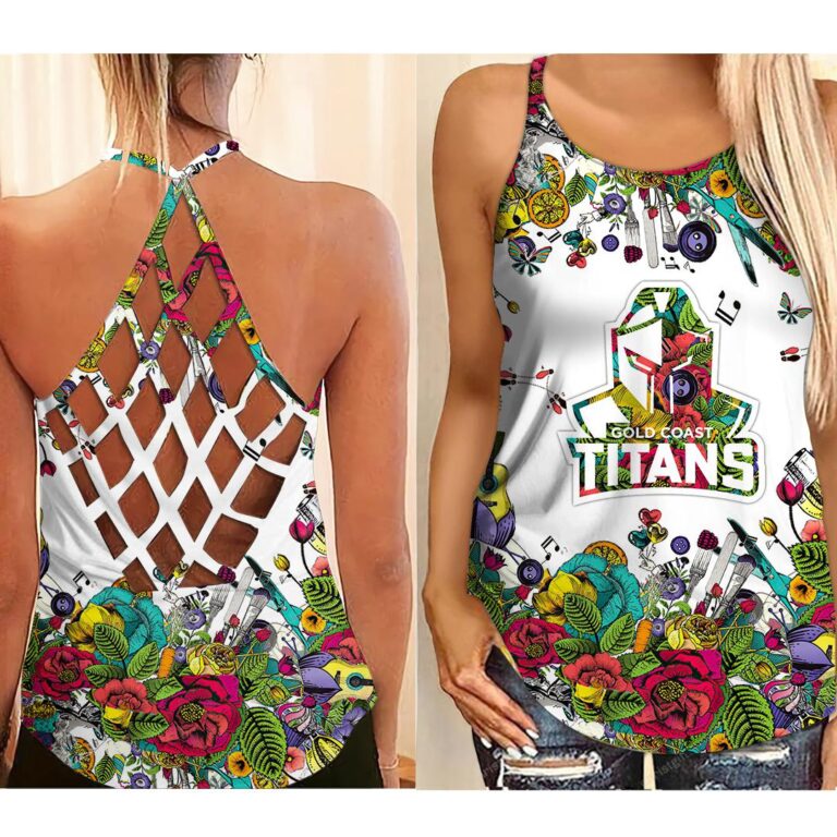NRL Gold Coast Titans | Women's Criss Cross Tanktop/Hollow Tank Top/Legging