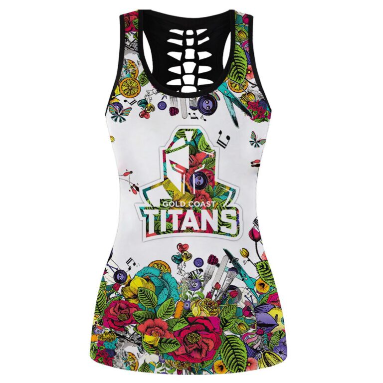 NRL Gold Coast Titans | Women's Criss Cross Tanktop/Hollow Tank Top/Legging