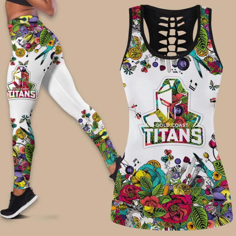 NRL Gold Coast Titans | Women's Criss Cross Tanktop/Hollow Tank Top/Legging