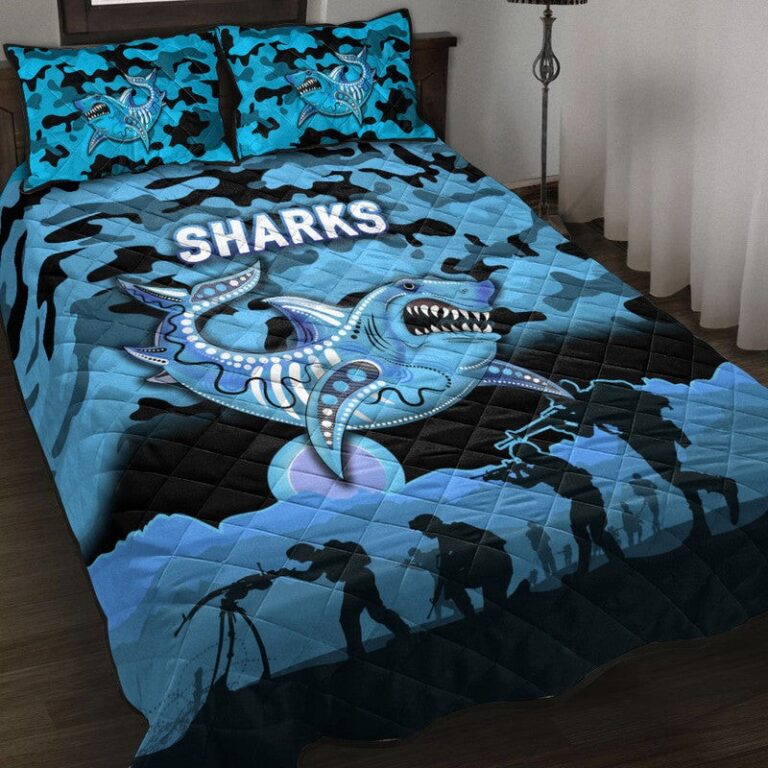 National Rugby League store - Loyal fans of Cronulla Sutherland Sharks's Quilt + 1/2 Pillow Cases:vintage National Rugby League suit,uniform,apparel,shirts,merch,hoodie,jackets,shorts,sweatshirt,outfits,clothes
