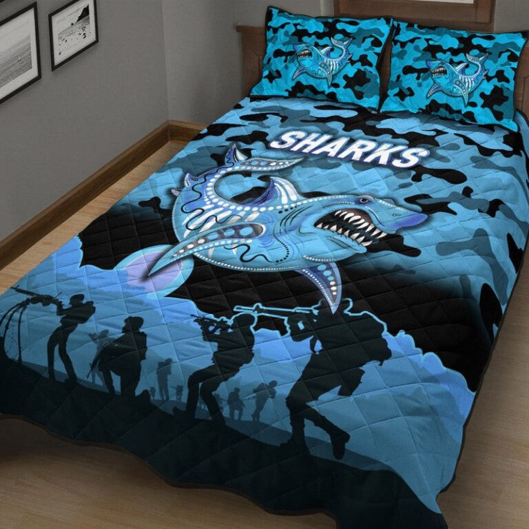 National Rugby League store - Loyal fans of Cronulla Sutherland Sharks's Quilt + 1/2 Pillow Cases:vintage National Rugby League suit,uniform,apparel,shirts,merch,hoodie,jackets,shorts,sweatshirt,outfits,clothes