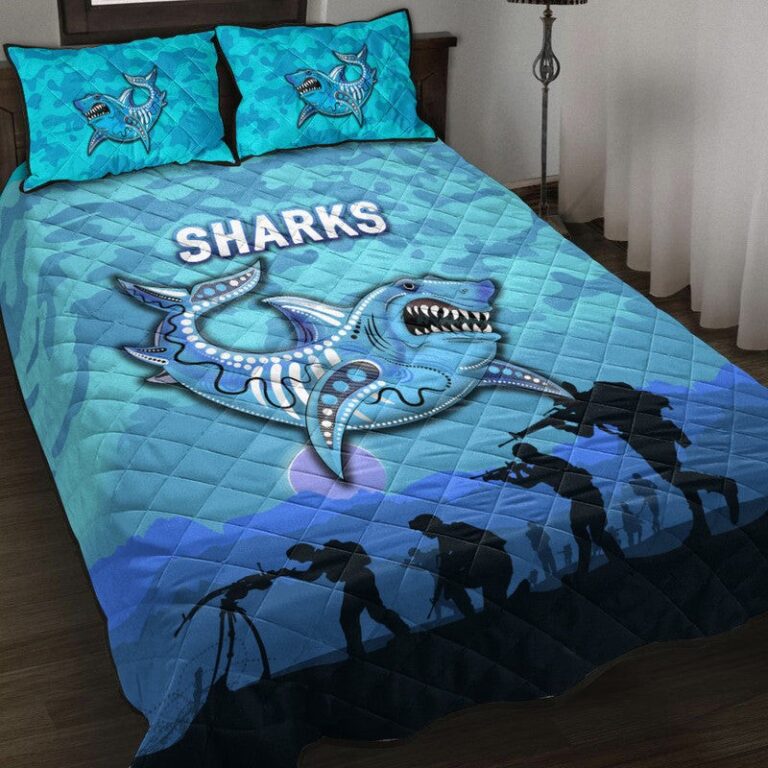 National Rugby League store - Loyal fans of Cronulla Sutherland Sharks's Quilt + 1/2 Pillow Cases:vintage National Rugby League suit,uniform,apparel,shirts,merch,hoodie,jackets,shorts,sweatshirt,outfits,clothes