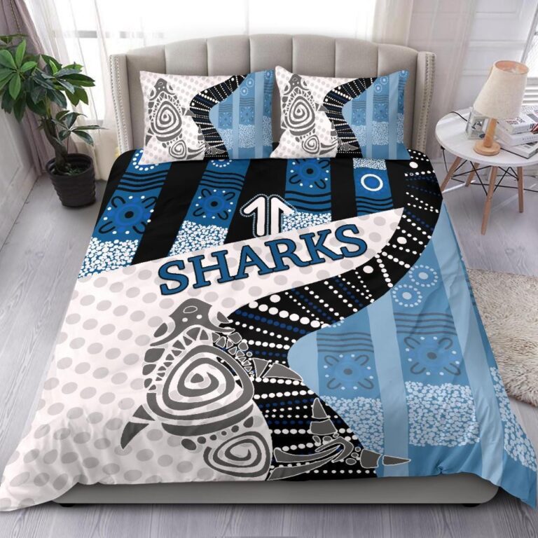 National Rugby League store - Loyal fans of Cronulla Sutherland Sharks's Bedding Duvet Cover + 1/2 Pillow Cases:vintage National Rugby League suit,uniform,apparel,shirts,merch,hoodie,jackets,shorts,sweatshirt,outfits,clothes