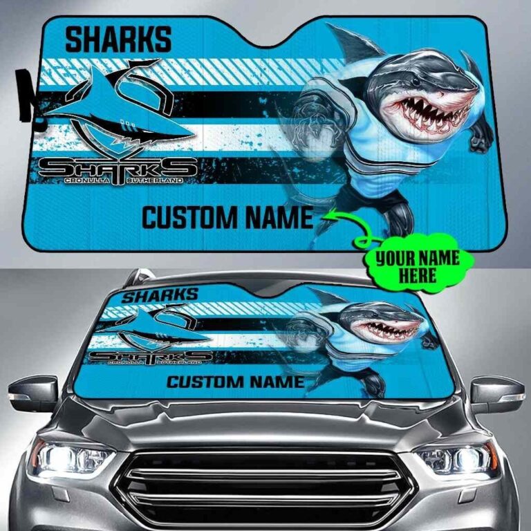 National Rugby League store - Loyal fans of Cronulla Sutherland Sharks's Auto Sun Shades:vintage National Rugby League suit,uniform,apparel,shirts,merch,hoodie,jackets,shorts,sweatshirt,outfits,clothes