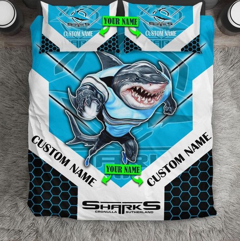 National Rugby League store - Loyal fans of Cronulla-Sutherland Sharks's Bedding Duvet Cover + 1/2 Pillow Cases:vintage National Rugby League suit,uniform,apparel,shirts,merch,hoodie,jackets,shorts,sweatshirt,outfits,clothes
