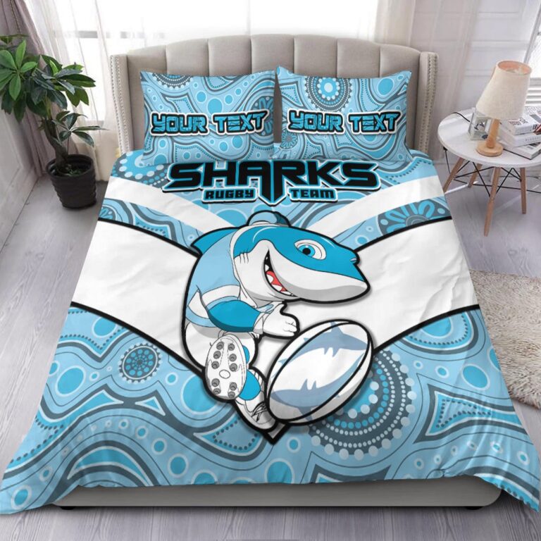 National Rugby League store - Loyal fans of Cronulla Sutherland Sharks's Bedding Duvet Cover + 1/2 Pillow Cases:vintage National Rugby League suit,uniform,apparel,shirts,merch,hoodie,jackets,shorts,sweatshirt,outfits,clothes