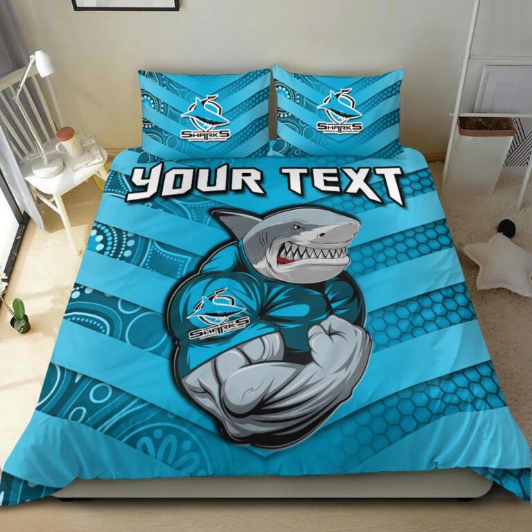 National Rugby League store - Loyal fans of Cronulla Sutherland Sharks's Bedding Duvet Cover + 1/2 Pillow Cases:vintage National Rugby League suit,uniform,apparel,shirts,merch,hoodie,jackets,shorts,sweatshirt,outfits,clothes