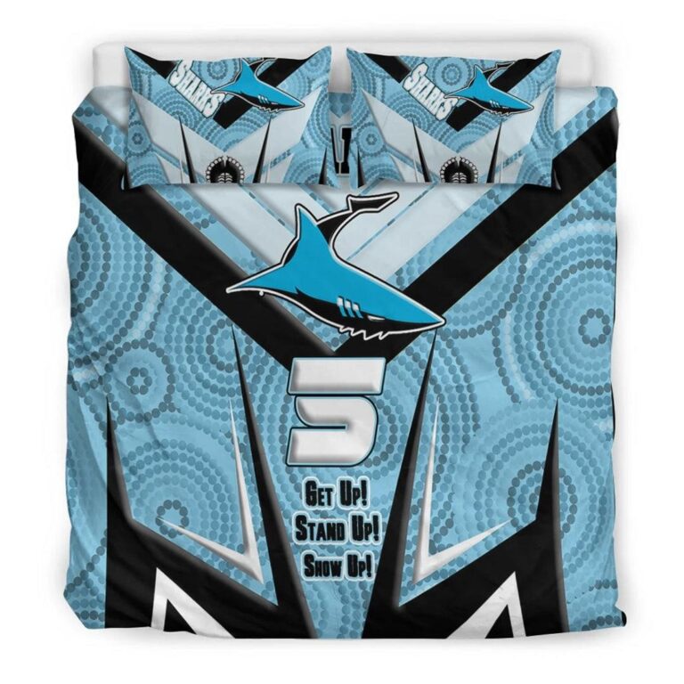 National Rugby League store - Loyal fans of Cronulla Sutherland Sharks's Bedding Duvet Cover + 1/2 Pillow Cases:vintage National Rugby League suit,uniform,apparel,shirts,merch,hoodie,jackets,shorts,sweatshirt,outfits,clothes