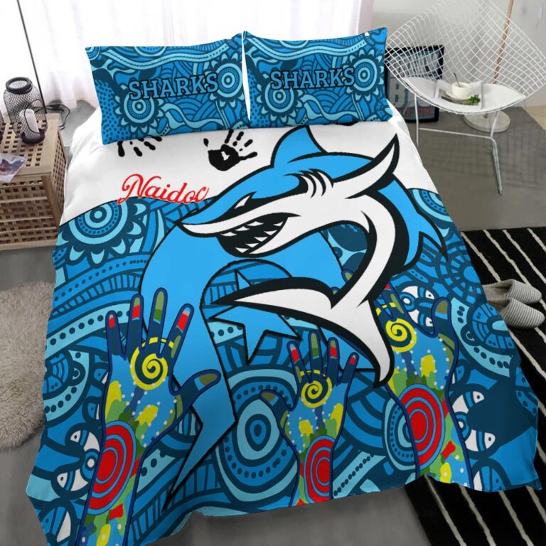 National Rugby League store - Loyal fans of Cronulla Sutherland Sharks's Bedding Duvet Cover + 1/2 Pillow Cases:vintage National Rugby League suit,uniform,apparel,shirts,merch,hoodie,jackets,shorts,sweatshirt,outfits,clothes