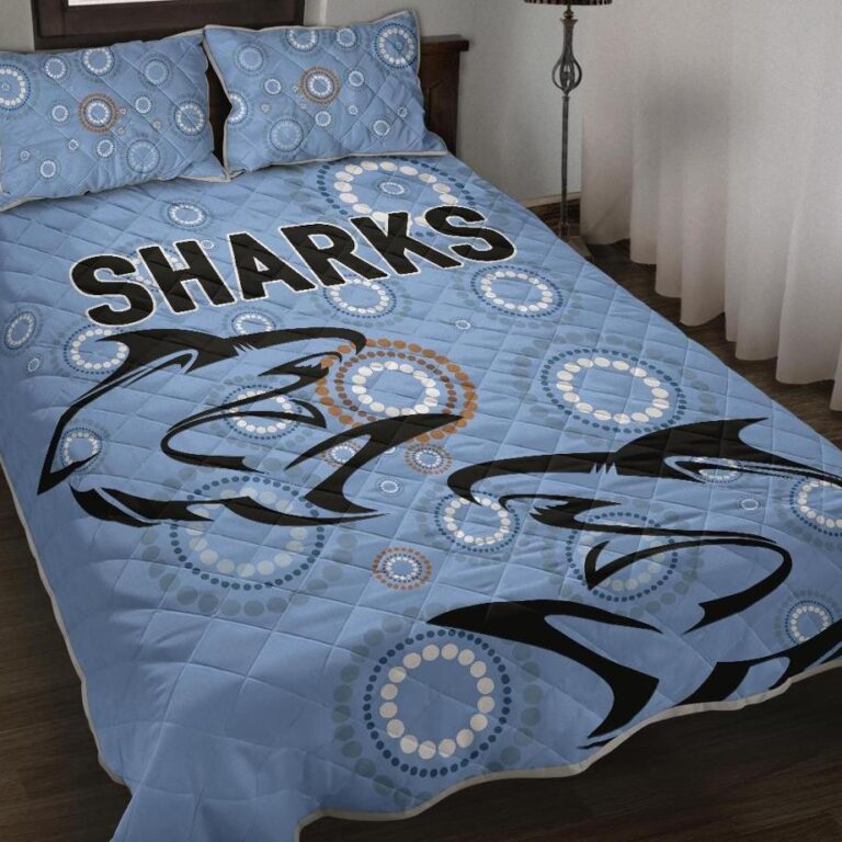 National Rugby League store - Loyal fans of Cronulla Sutherland Sharks's Quilt + 1/2 Pillow Cases:vintage National Rugby League suit,uniform,apparel,shirts,merch,hoodie,jackets,shorts,sweatshirt,outfits,clothes
