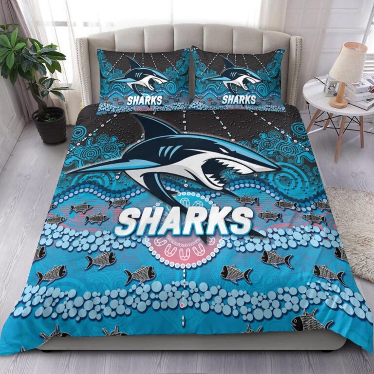National Rugby League store - Loyal fans of Cronulla Sutherland Sharks's Bedding Duvet Cover + 1/2 Pillow Cases:vintage National Rugby League suit,uniform,apparel,shirts,merch,hoodie,jackets,shorts,sweatshirt,outfits,clothes
