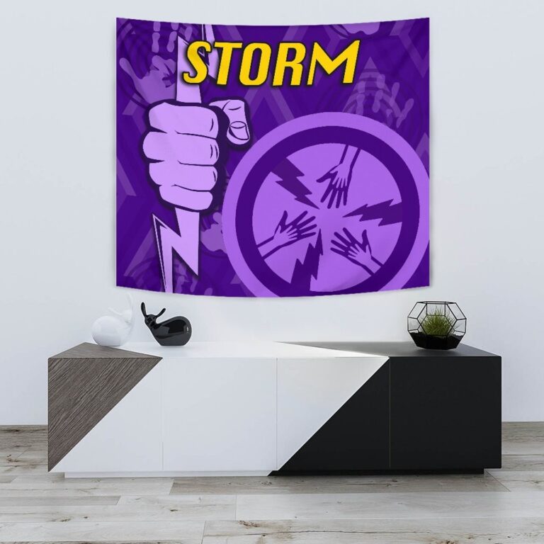 National Rugby League store - Loyal fans of Melbourne Storm's Wall Tapestry:vintage National Rugby League suit,uniform,apparel,shirts,merch,hoodie,jackets,shorts,sweatshirt,outfits,clothes