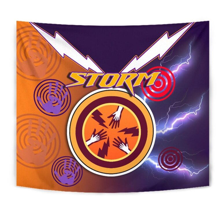 National Rugby League store - Loyal fans of Melbourne Storm's Wall Tapestry:vintage National Rugby League suit,uniform,apparel,shirts,merch,hoodie,jackets,shorts,sweatshirt,outfits,clothes