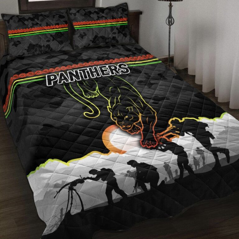 National Rugby League store - Loyal fans of Penrith Panthers's Quilt + 1/2 Pillow Cases:vintage National Rugby League suit,uniform,apparel,shirts,merch,hoodie,jackets,shorts,sweatshirt,outfits,clothes