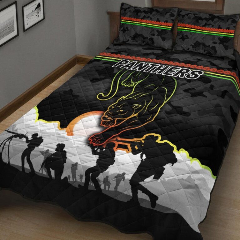National Rugby League store - Loyal fans of Penrith Panthers's Quilt + 1/2 Pillow Cases:vintage National Rugby League suit,uniform,apparel,shirts,merch,hoodie,jackets,shorts,sweatshirt,outfits,clothes